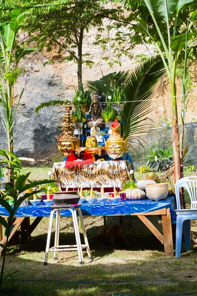 CHIANG RAI, THAILAND - SEPTEMBER 1 : set of altar table in ancient Thai traditional style on September 1, 2016 in Chiang rai, Thailand.