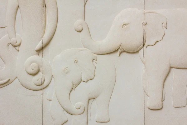 Elephant texture pattern on stone wall in public thai temple.