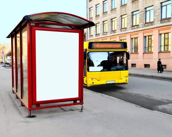 The bus-stop on the city street