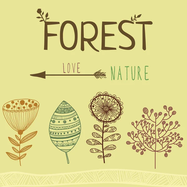 Vector floral set of different forest elements
