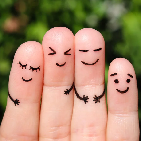 Finger art of friends. The concept of a group of people laughing.