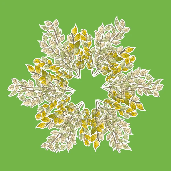 A wreath of leaves on green