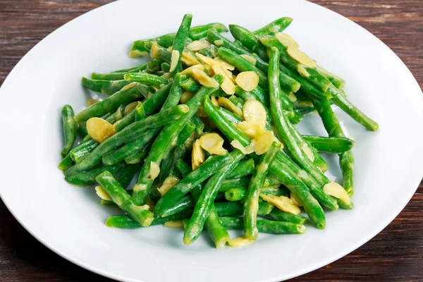 Green beans roasted in garlic and flaked almond