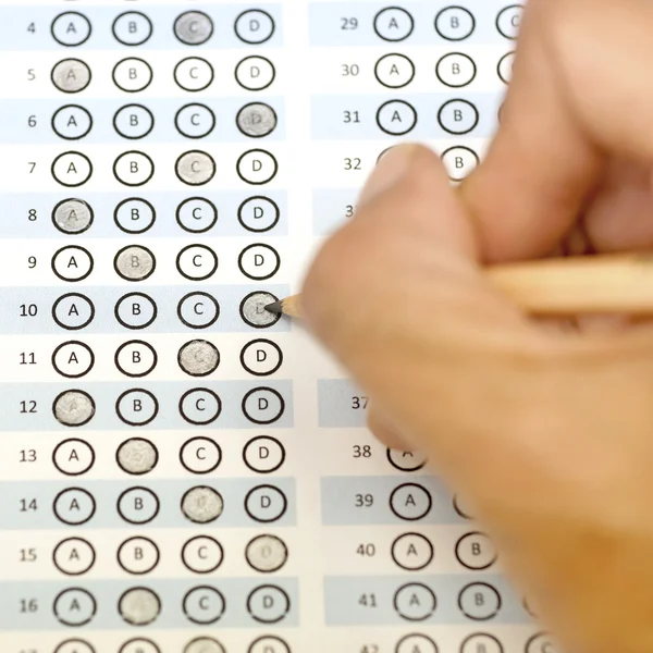 Answer sheet test score with pencil
