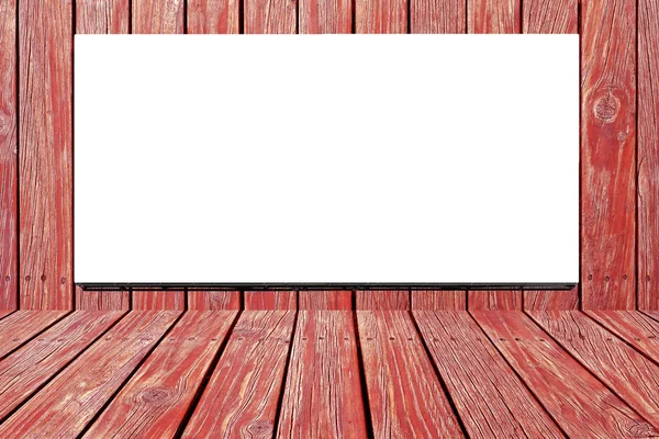 Blank billboard for advertisement on red wooden wall