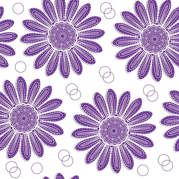 Floral seamless pattern of purple chrysanthemum hand drawing style. Purple flowers wallpaper texture. Vector illustration