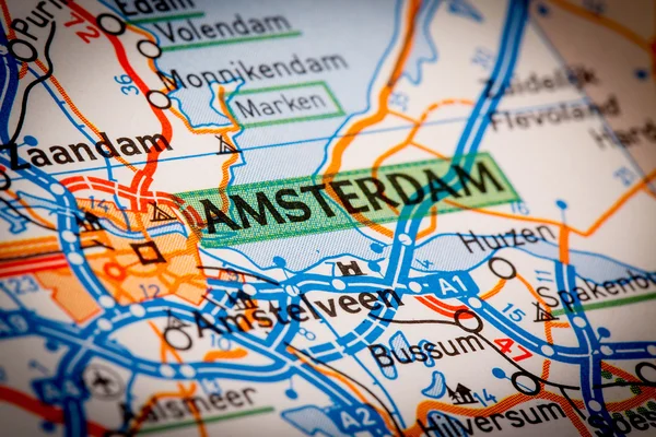 Amsterdam City on a Road Map