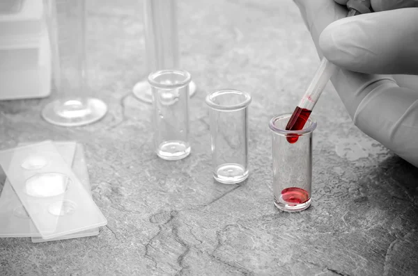 Pipette blood samples and plastic tray