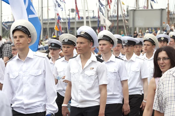 Sedov sailing ship crew parade.