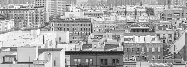 Black and white panorama of Harlem and Bronx, New York, USA