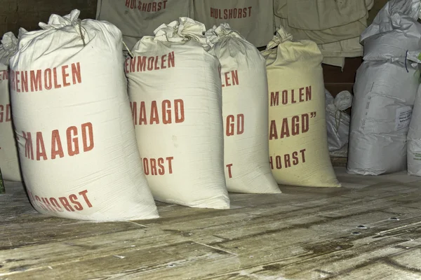 Flour bags in grain mill.