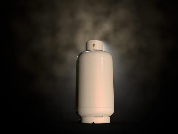 White gas canister with gas