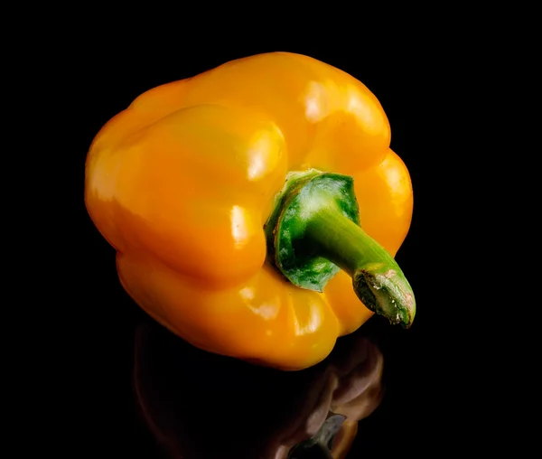 Yellow pepper on a black background.