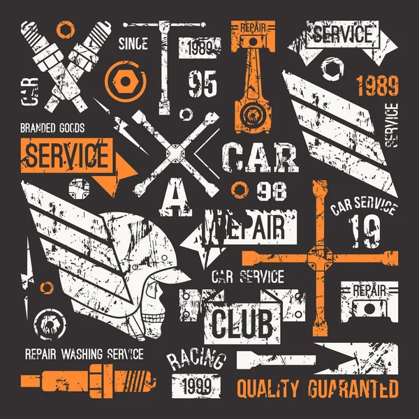 Car service badges in retro style