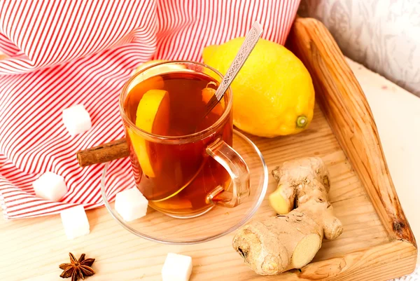 Ginger tea with lemon and cinnamon