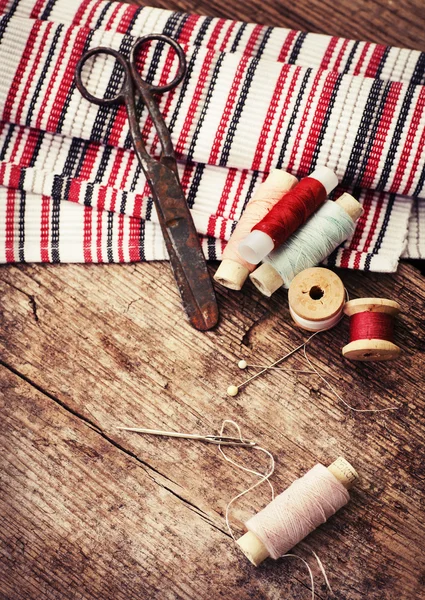 Old sewing tools on table