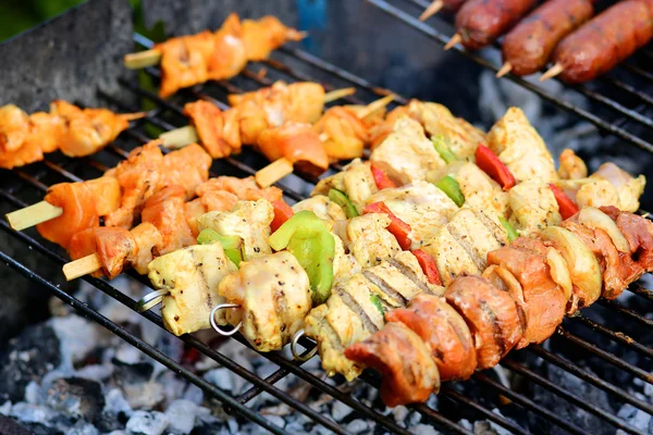 Assorted meat on grill