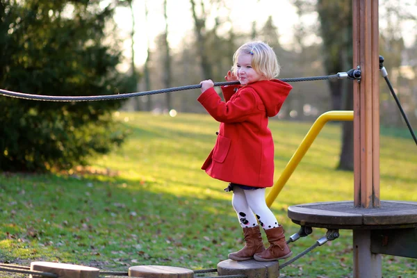 Preschooler girl having fun at playground