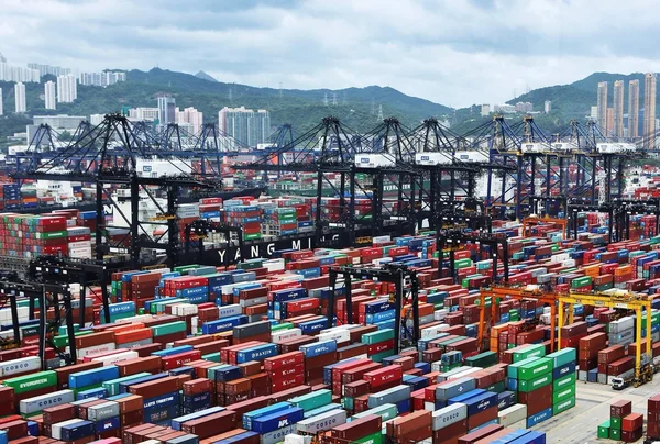 Containers at Hong Kong commercial port