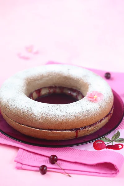 Simple Cake filled with Cherry Jam
