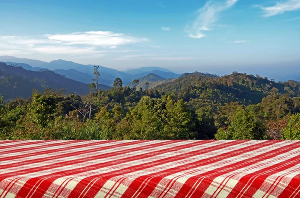 Outdoor Picnic Background with Picnic Table.