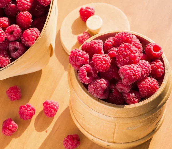 Sweet raspberry in a basket