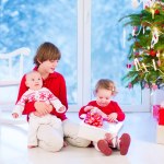 Door opening into a Christmas living room — Stock Photo © Sandralise