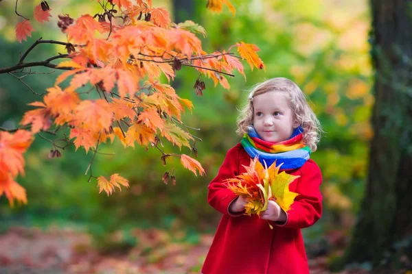 Little girl with yellow autumn leaf