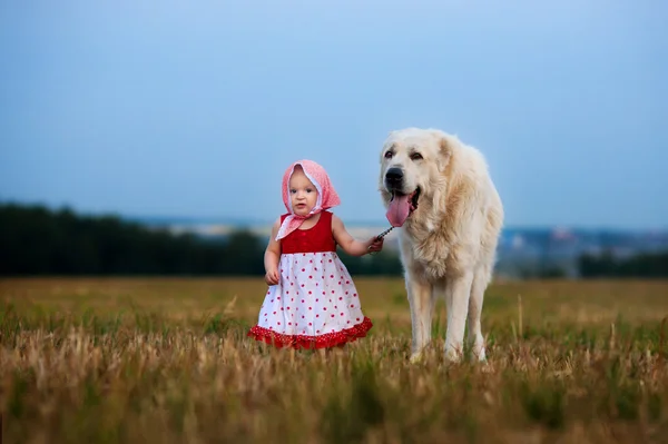 Little girl and dog