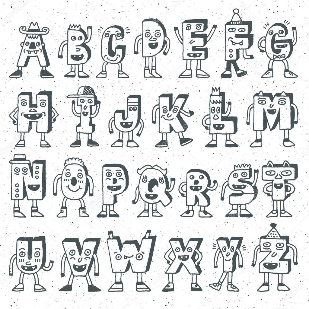 Lustige ABCBuchstaben — Stockvektor 94806706