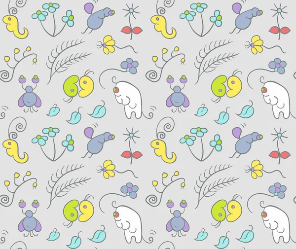 Seamless pattern with cartoon insects