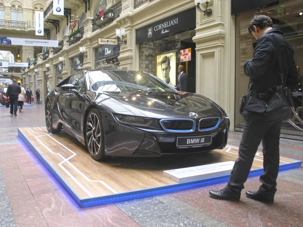 100 years of the BMW. The State Department Store. Moscow. BMW i8. Sport car
