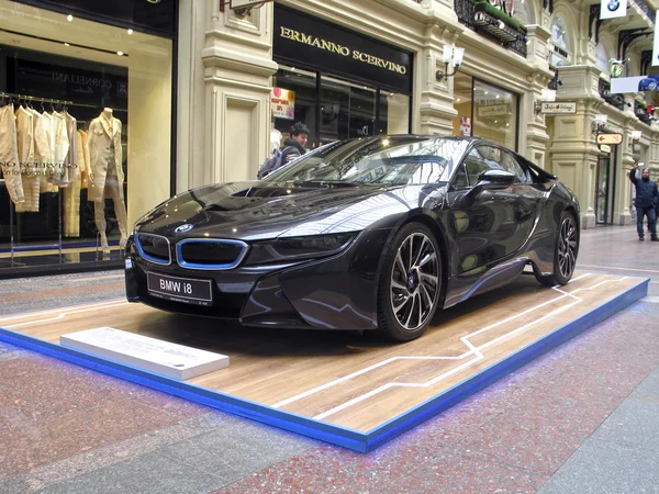 100 years of the BMW. The State Department Store. Moscow. BMW i8. Sport car