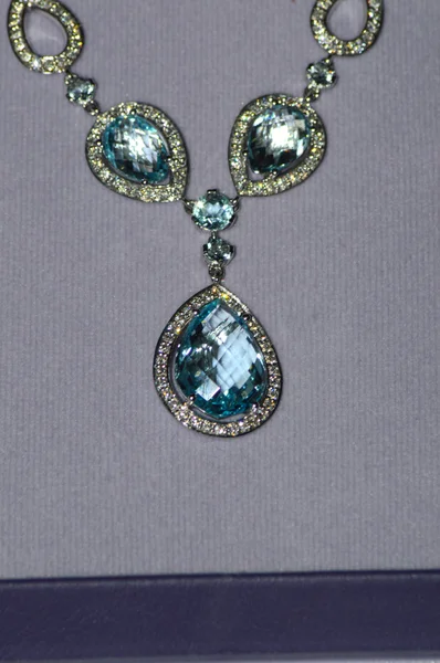 Beautiful necklace with precious stones Aesthete Jewelry House Garik Gevorkyan Founder X International Exhibition