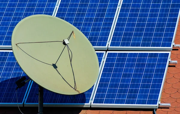 Satellite dish and solar panels