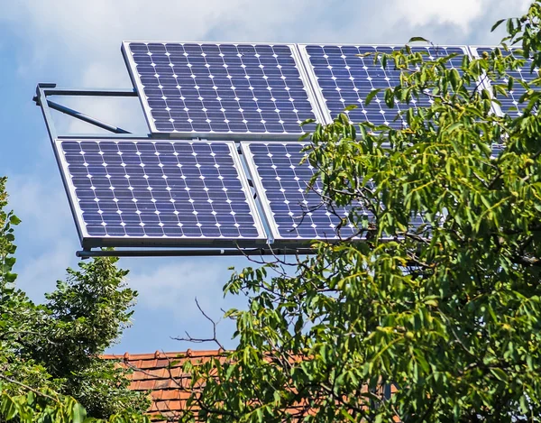 Solar panels on the roof of a building