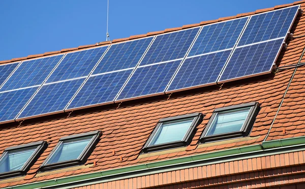 Solar panels on the roof of a building