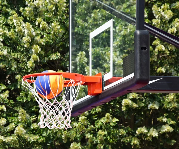 Basketball hoop with ball