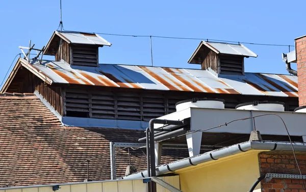 Air conditioners on the old factory building