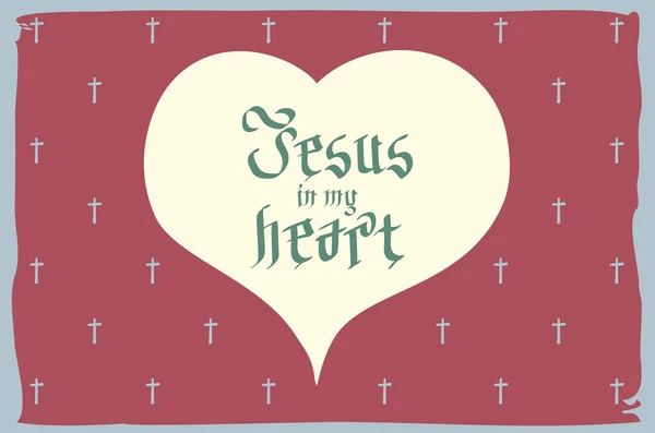 Gothic Bible lettering. Christian art. Jesus in my heart. vector vintage card heart retro