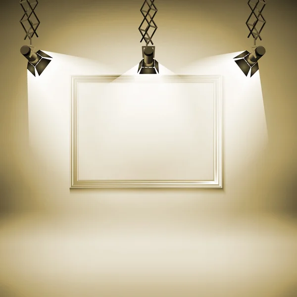 Wall with picture. Vector illustration. spotlight, light, spot, frame, background,