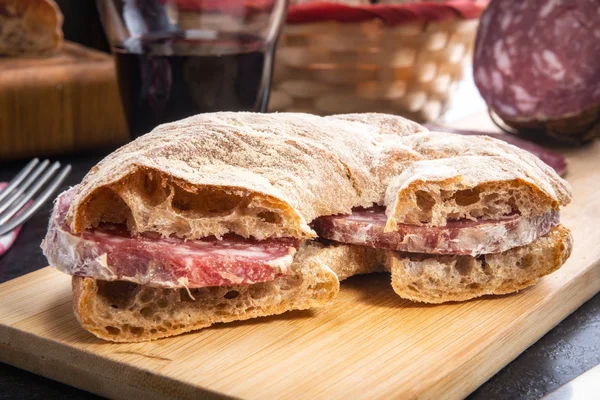 Bread of Valtellina with salami