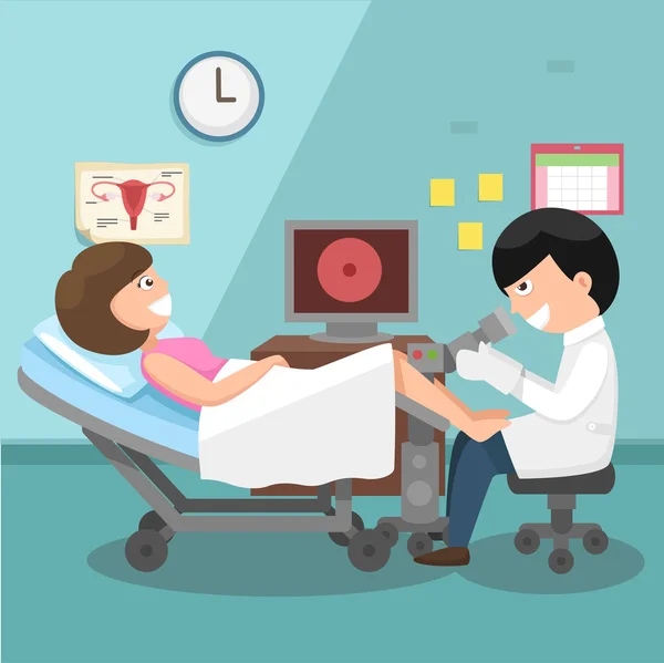 Doctor, gynecologist performing physical examination illustratio