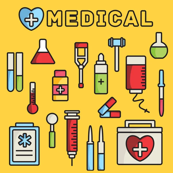 Medical equipment set icons