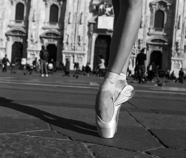 Dancer shoes in the city black and white