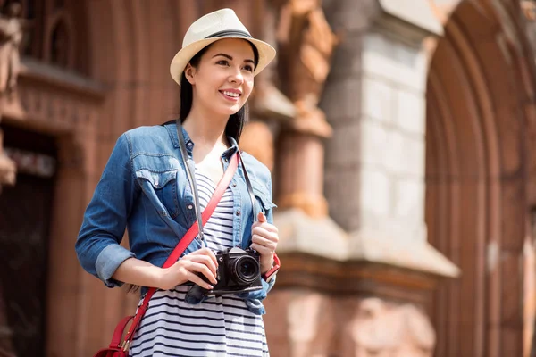 Positive woman having a walk