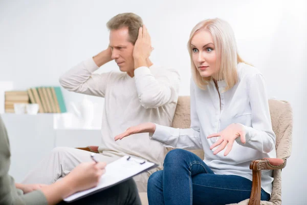 Adult couple during psychological therapy session