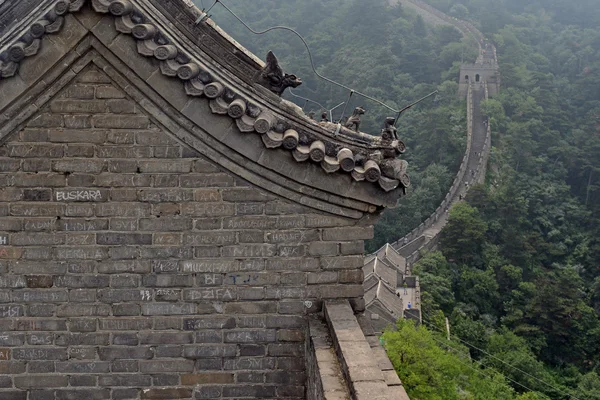 BEIJING CHINA CIRCA JULY 2016. The Chinese government allows people to write graffiti on areas of The Great Wall at Mutianyu as a way to hopefully discourage defacing other areas with original bricks.