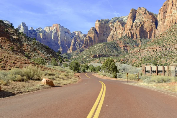 Red rock mountain landscape in Zion National Park, Utah