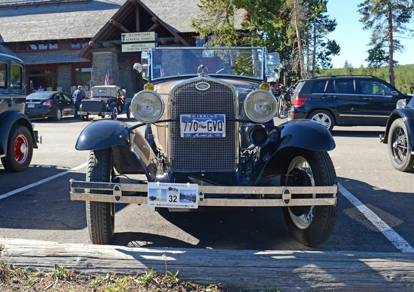 Model A Ford in parking lot